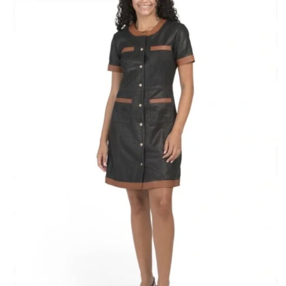 BOD & CHRISTENSEN Perforated Leather Button Mini Dress NWT Orig. $595 - Picture 1 of 6